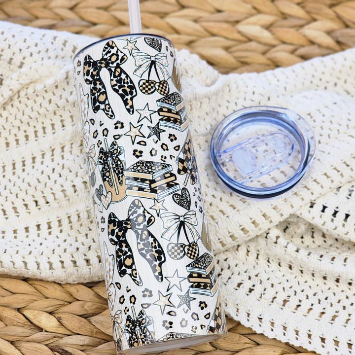 Tumbler - Leopard Books - 20 Ounce Tumbler for wholesale by Be Kind Booktique