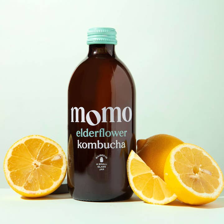 Organic Elderflower Kombucha (12 x 330ml bottles) for wholesale by Momo Kombucha
