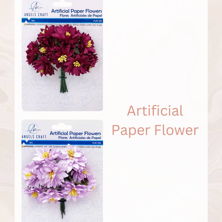 Artificial Paper Flower set 9ct (2 colors available) for wholesale by Angels Craft