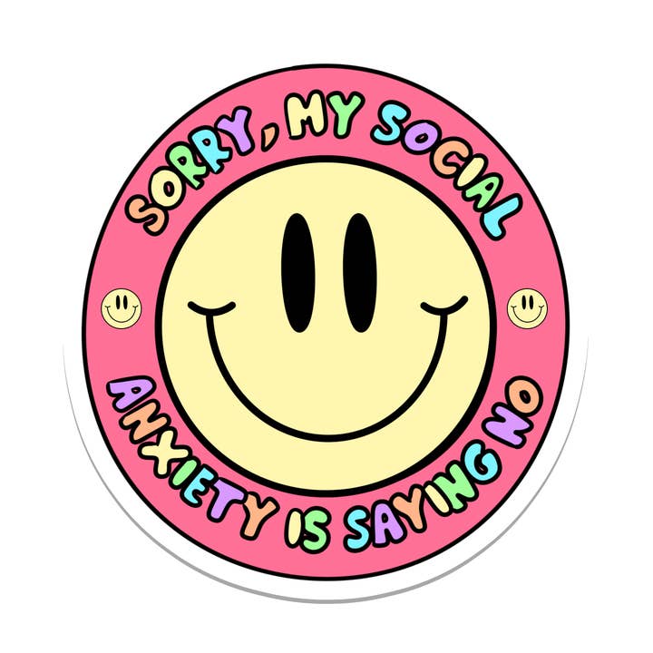 La mia ansia sociale | Mentale | Adesivo impermeabile | 2,5" per la vendita all'ingrosso da parte di Rebel and Siren Stickers