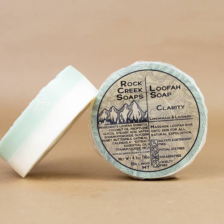 Rock Creek Soaps - Wholesale Loofah - Clarity Loofah Soap | Lemongrass & Lavender Essential Oil1