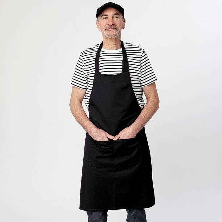 MANELLI - Wholesale Apron - Black Apron With Double Bib Polycotton Pocket - MANELLI