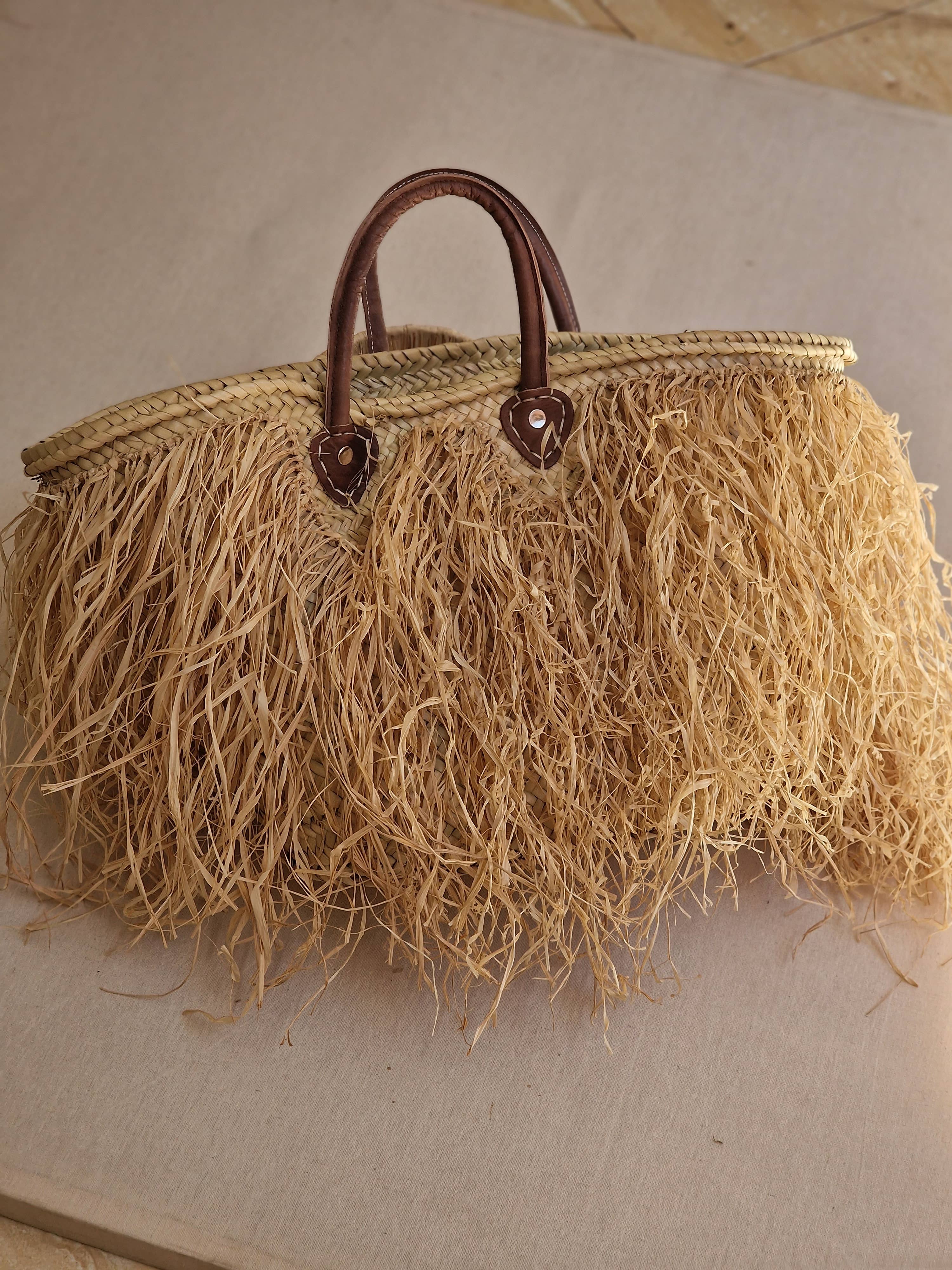 martitec - Vendita all'ingrosso Borsa da spiaggia - Borsa in paglia fatta a mano con frange in rafia3