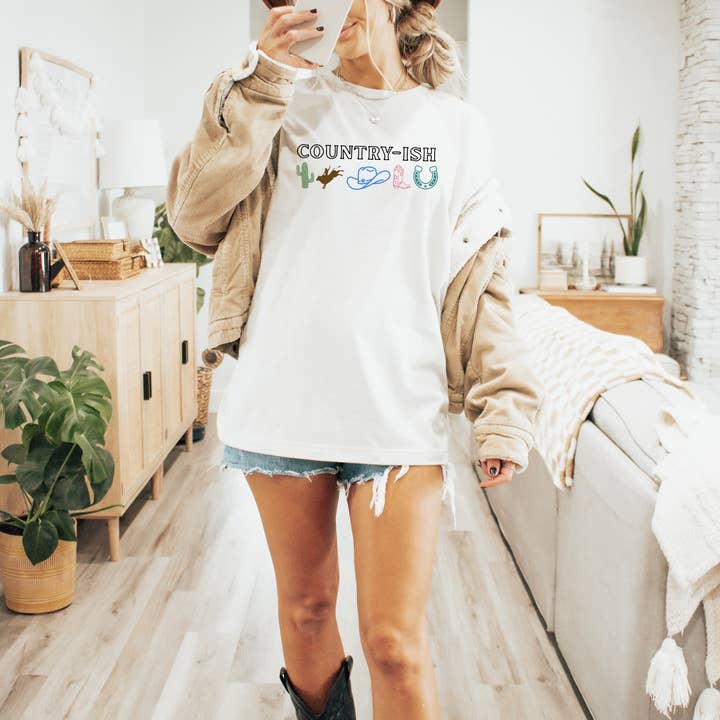 T-shirt gráfica western estilo country engraçada para mulheres — moda DT05 por atacado de 208T2.0