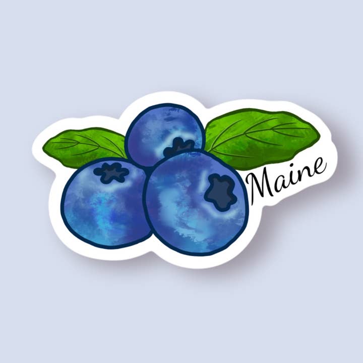 Maine Blueberries Vinyl Sticker for wholesale by Emily's Art Cart