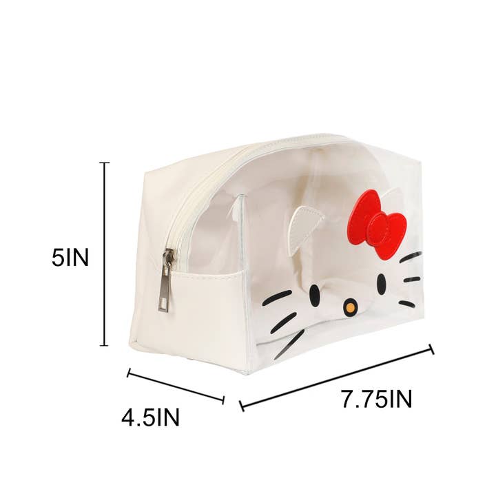 Bioworld Merchandising - Wholesale Makeup/Cosmetic Bag - Sanrio Hello Kitty Face Cosmetic Bag with 3D Bow and Zipper Closure2