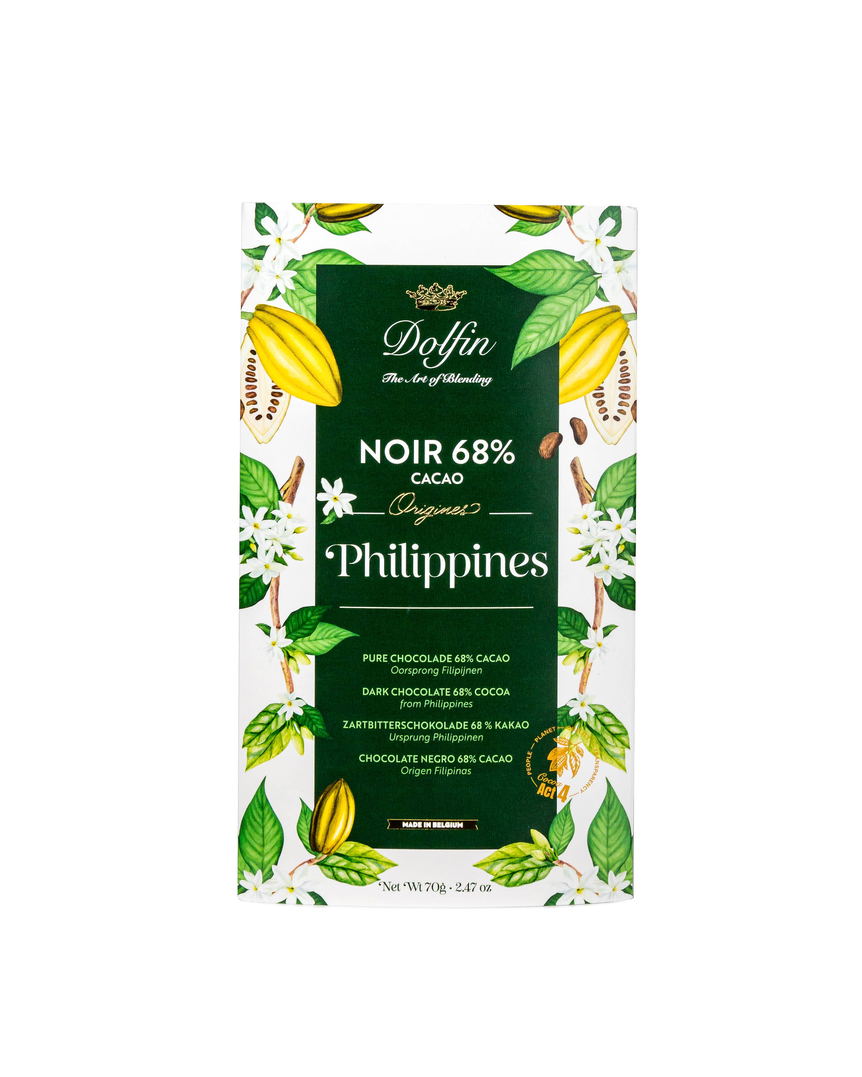 Dolfin - Wholesale Chocolate Bar - 70g Tablet Origins Collection - Philippines 68% Cocoa