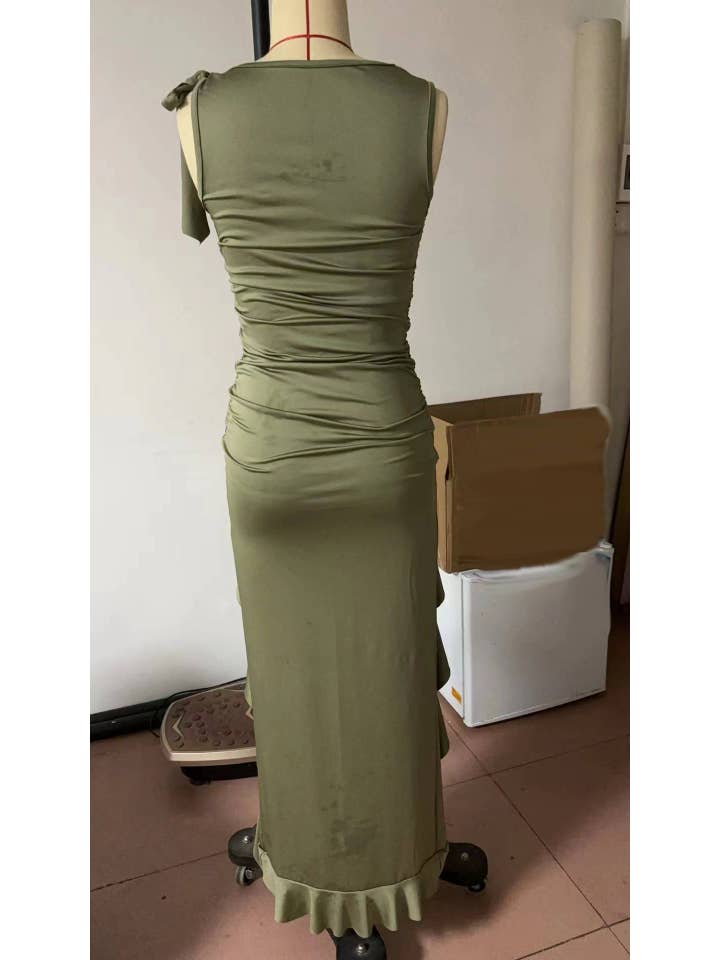 Rosa Clothing - Wholesale Dress - Women's - Western Cowgirl Coachella Ruffled Slit Dress