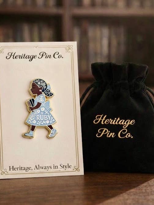 "Ruby" Pin - Courage, Carried Forward (Hard Enamel, Gold Accents) for wholesale by Heritage Pin Co.