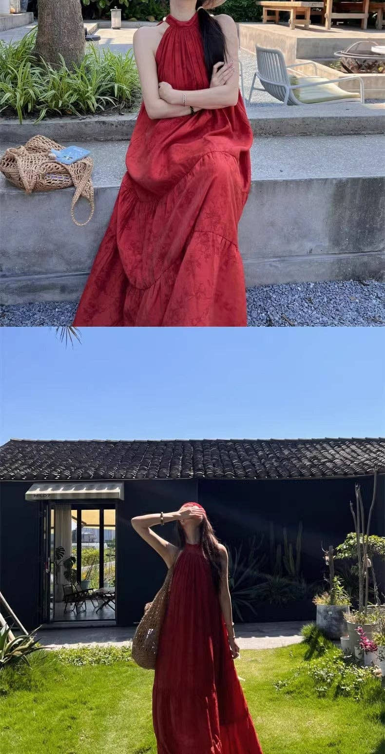 Rouge Robe rétro chinoise moderne printemps 25 chic en vente sur Faire5