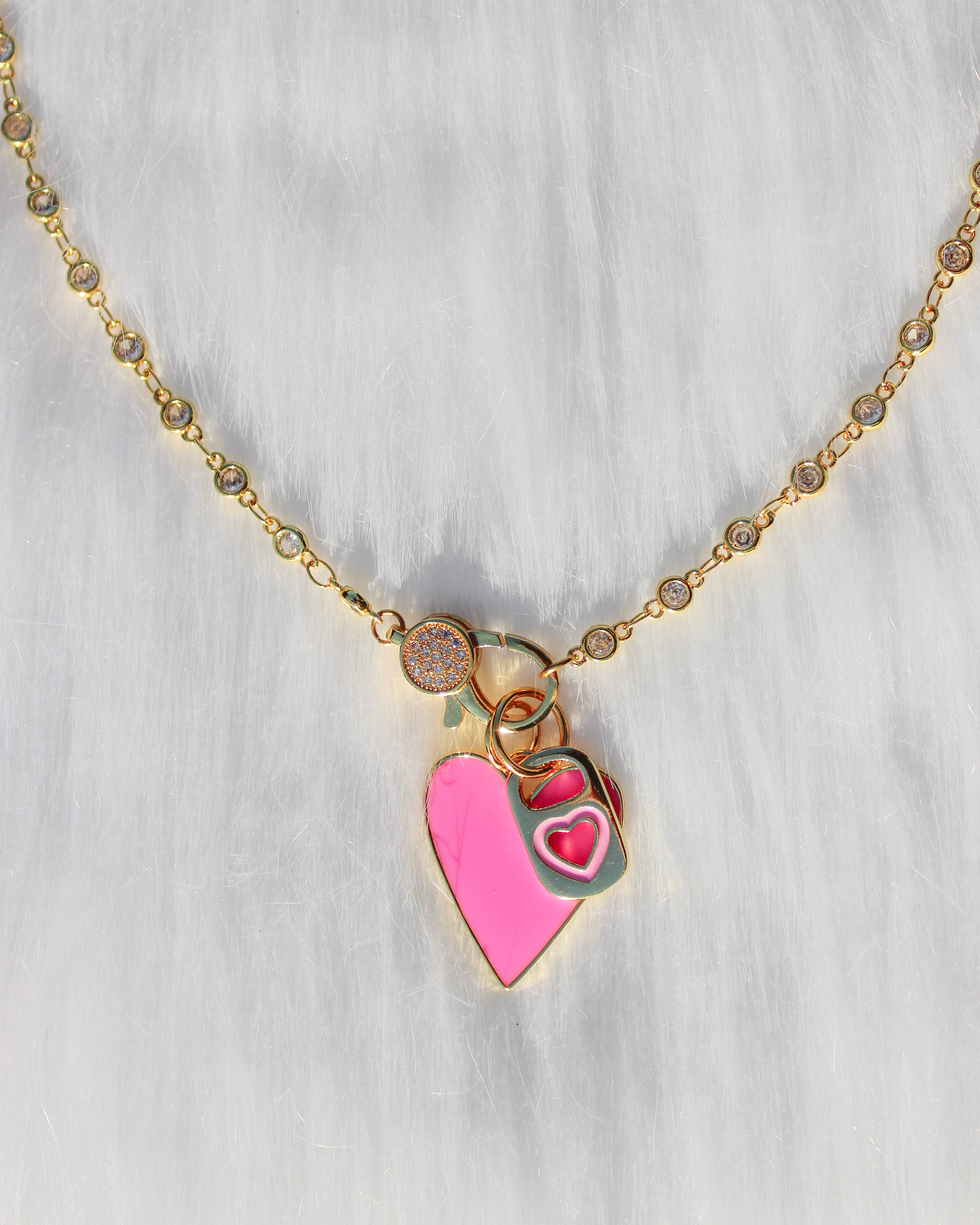 Beaded by Meg - Wholesale Pendant/Charm Necklace - Pop Off Pink- Front Clasp Heart Soda Tab Charm Necklace1