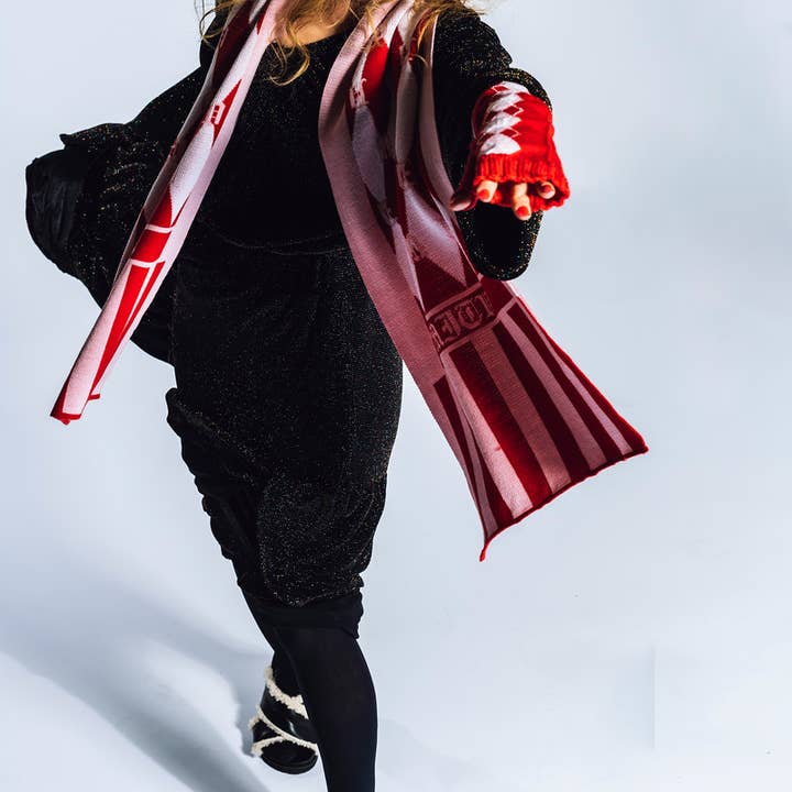 MITV Estelle - Wholesale Scarf – Women's - Knit Scarf Argyle Merino/Wool: Red/Pink/Ivory3