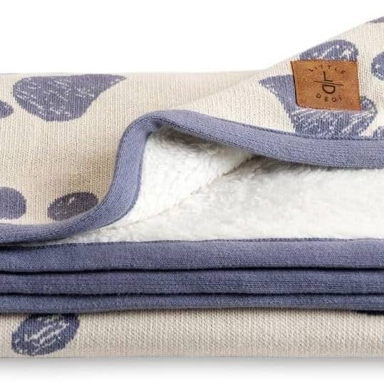 Double Layer Plush Sherpa 80x100cm - Blue/Beige for wholesale by Little Dedi