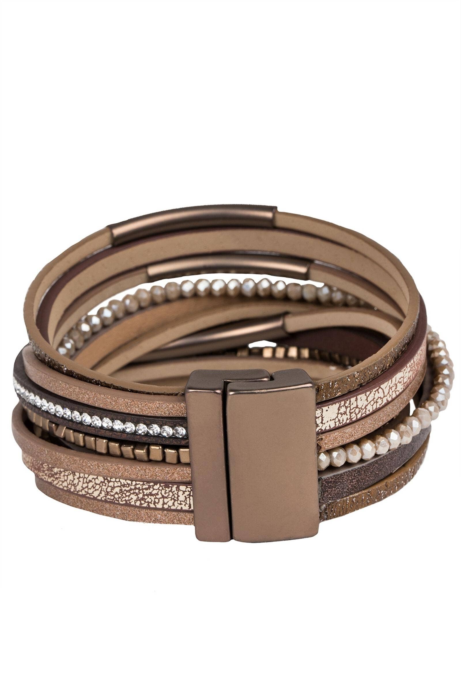 SAACHI - Wholesale Beaded Bracelet - Glimmer Leather Bracelet3