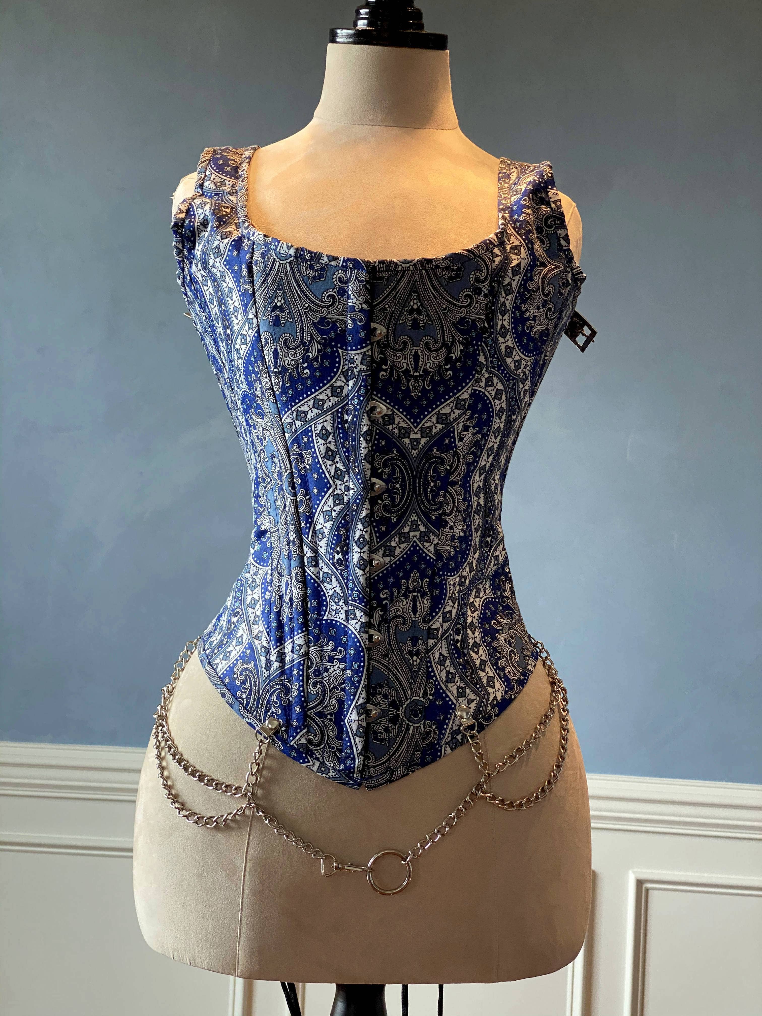 corsettery - Wholesale Corset - Women's - Classic brocade overbust corset vest inspired by Audrey Hepburn with shoulder straps. Steel-boned corset top for tight lacing.5
