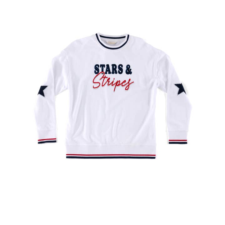 "STARS & STRIPES" SWEATSHIRT, WHITE for wholesale by Shiraleah