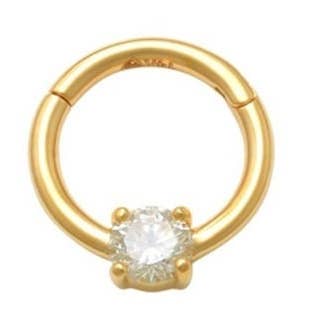 14kt Solid Gold Genuine Diamond Septum Clicker Hoop for wholesale by Zahav Jewelry