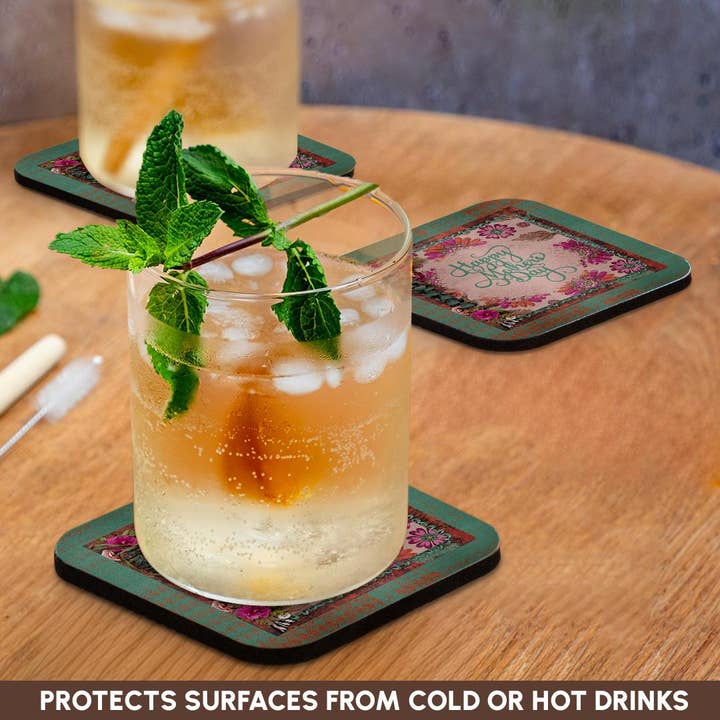 3dRose – wholesale Coasters – 3dRose, Image of Happy Mothers Day, Flora Frame, Pink, Green, Coaster9