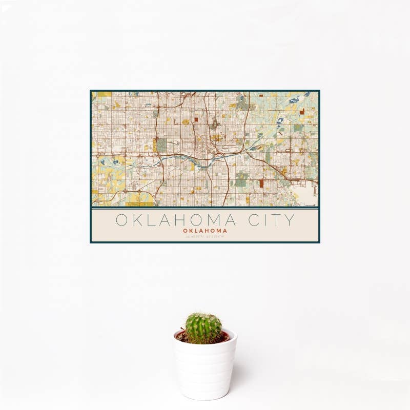 JACE.design - Wholesale Art Print - Oklahoma City OK Map Print Woodblock1