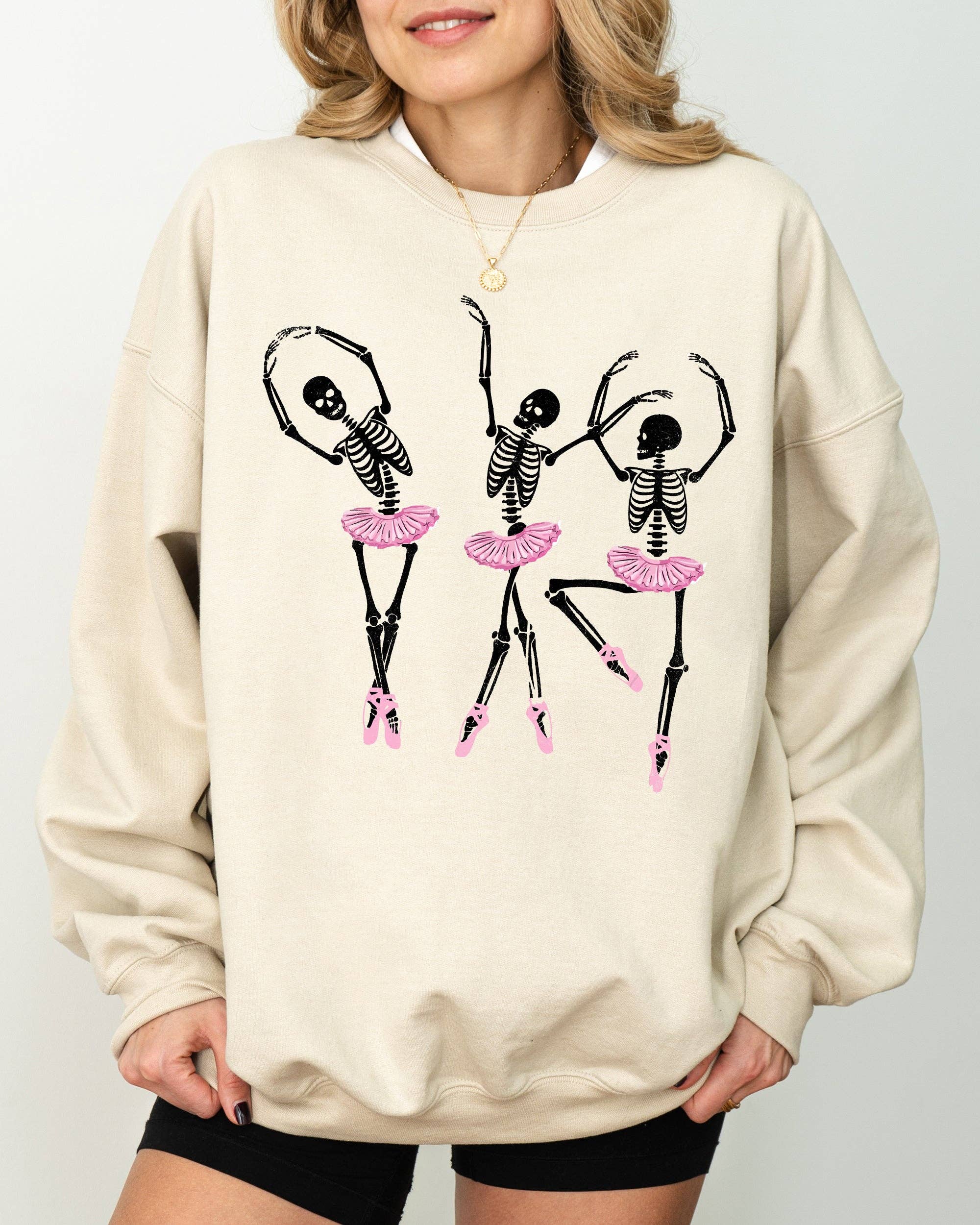 Refinery Number One LLC - Wholesale Graphic Sweatshirt - Women's - Dancing Skeleton Ladies, Ghost, Funny, Halloween Sweatshirt3