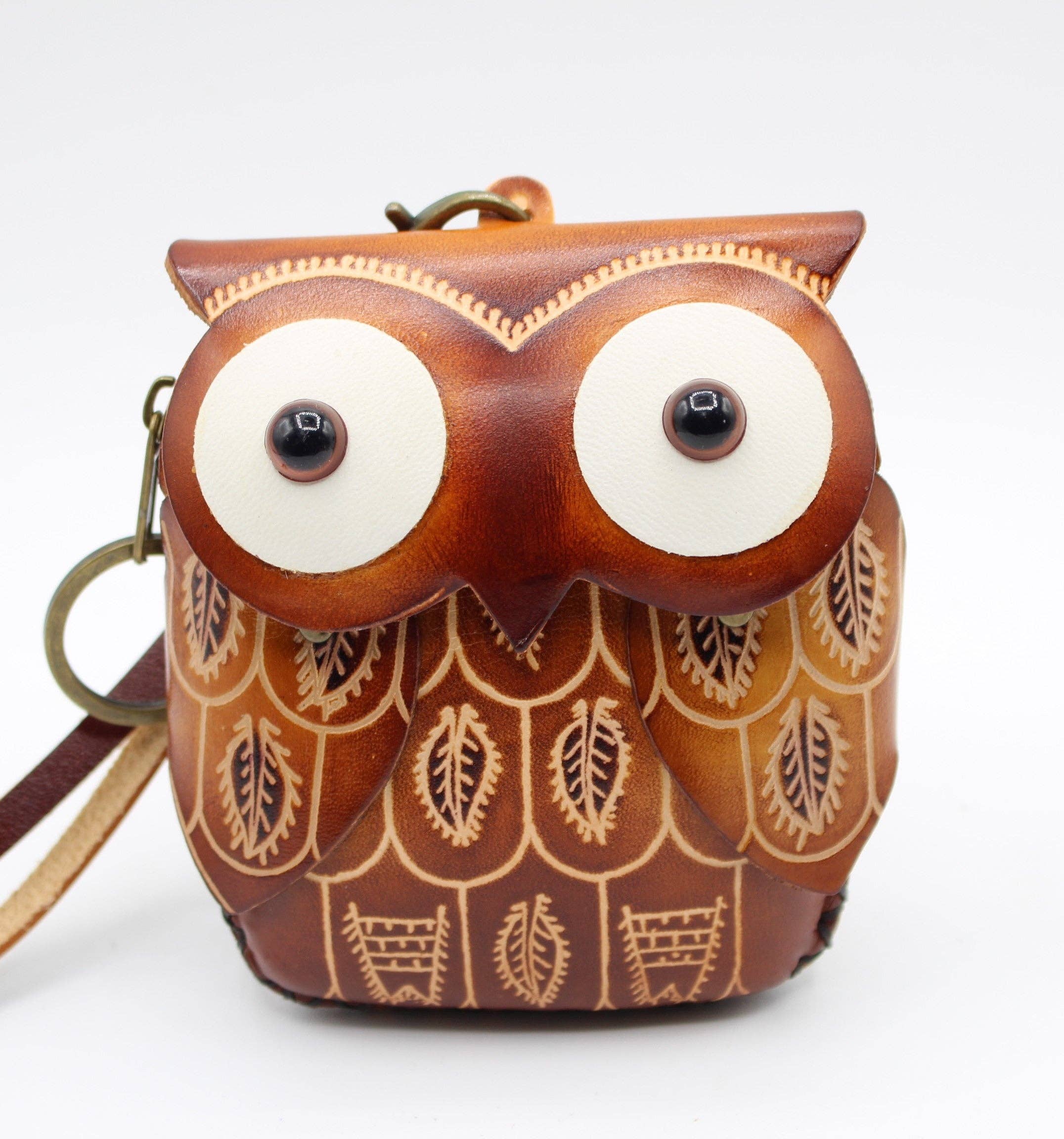 Sunflower Handmade leather inc - Wholesale Wristlet - Handmade Leather Owl Wristlet coin purse wallet1