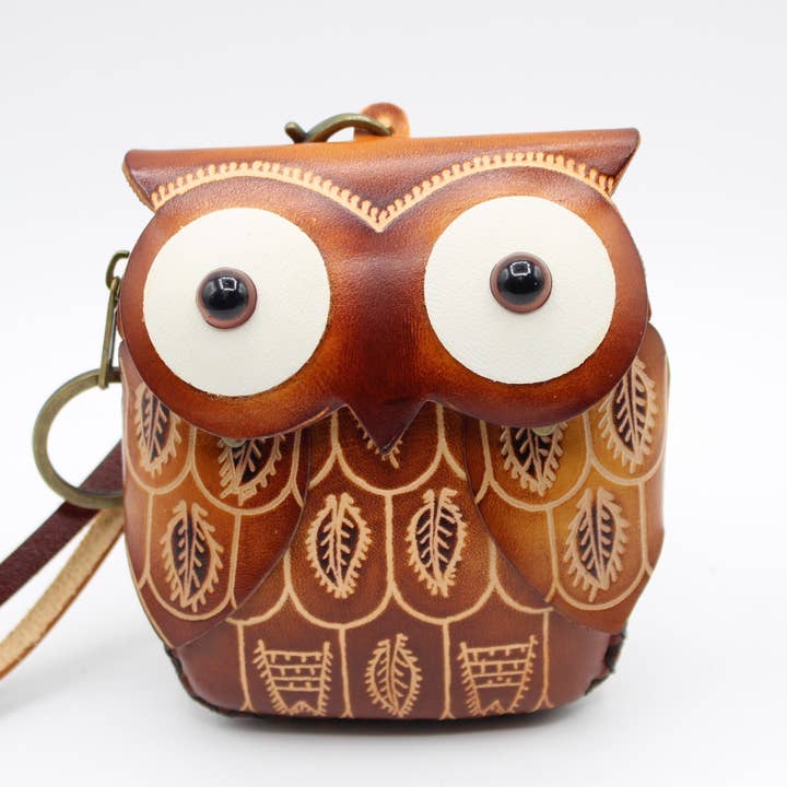 Sunflower Handmade leather inc - Wholesale Wristlet - Handmade Leather Owl Wristlet coin purse wallet1