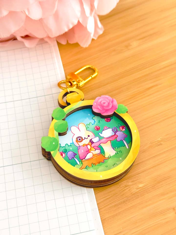 Stopwatch Garden Wooden Keychain for wholesale by Shiku Designs