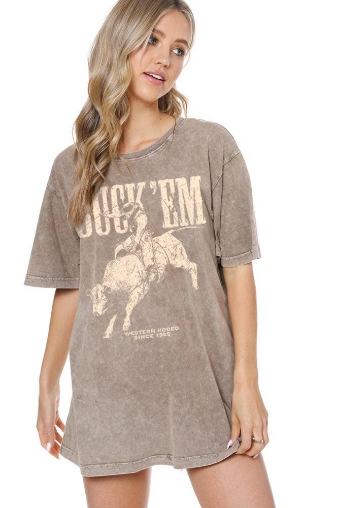 Zutter - Wholesale Screen Printed T-Shirt - Women's - Buck 'Em Graphic S/S Washed Boyfriend Fit Tee2