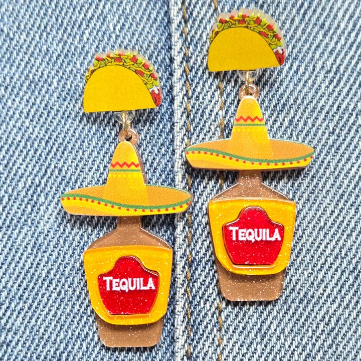 Greater Goods Imports & Wholesale - Wholesale Dangle Earrings - E1068 VER6283 TEQUILA Bottle Design Drop Dangle earrings