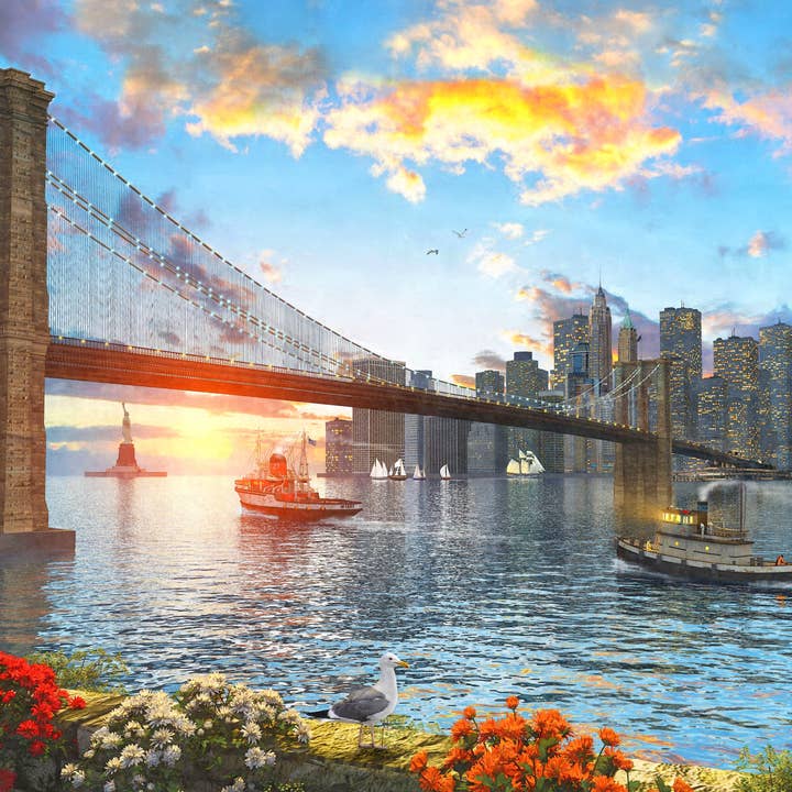 Brooklyn Bridge at Sunset 1500 Piece Jigsaw Puzzle for wholesale by Wuundentoy
