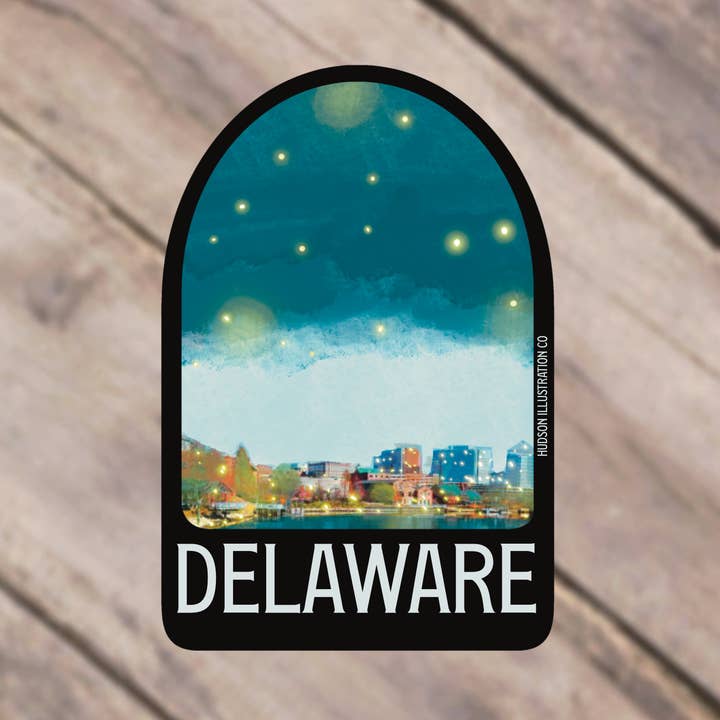 Delaware klistermärke/magnet/tryck/vykort för wholesale av Hudson Illustration Co - About Town Co