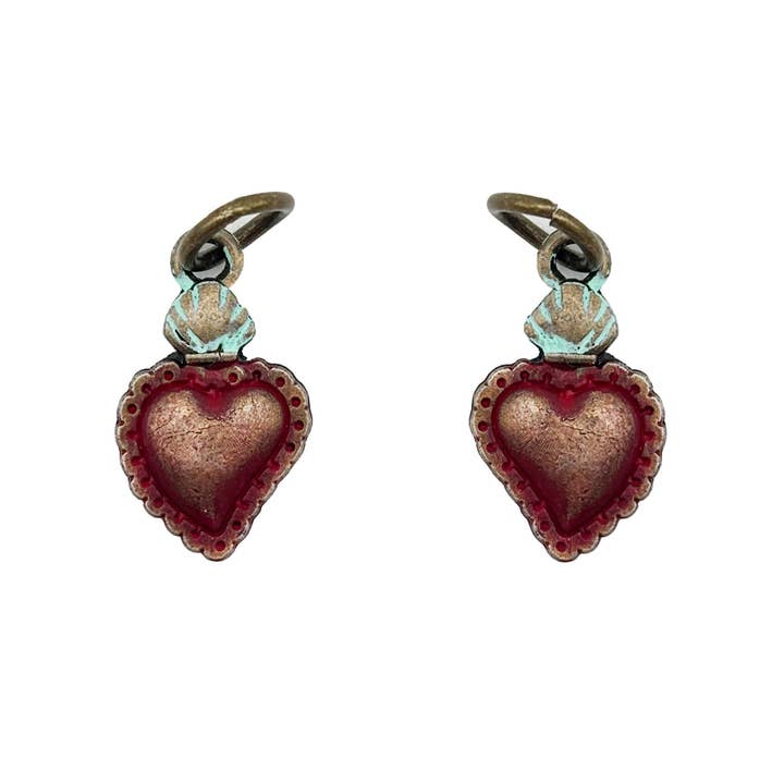 Gleeful Peacock - Wholesale Individual Charm/Pendant - Flaming Heart Charm (available with bracelet or necklace)