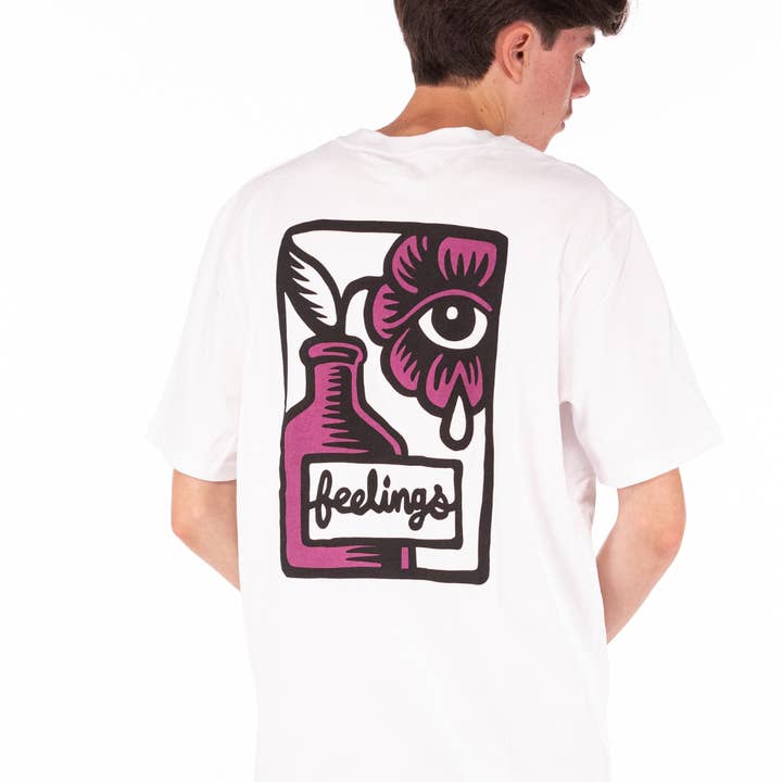 AndFeelings - Wholesale Screen Printed T-Shirt - Unisex - Flower Tee Shirt White