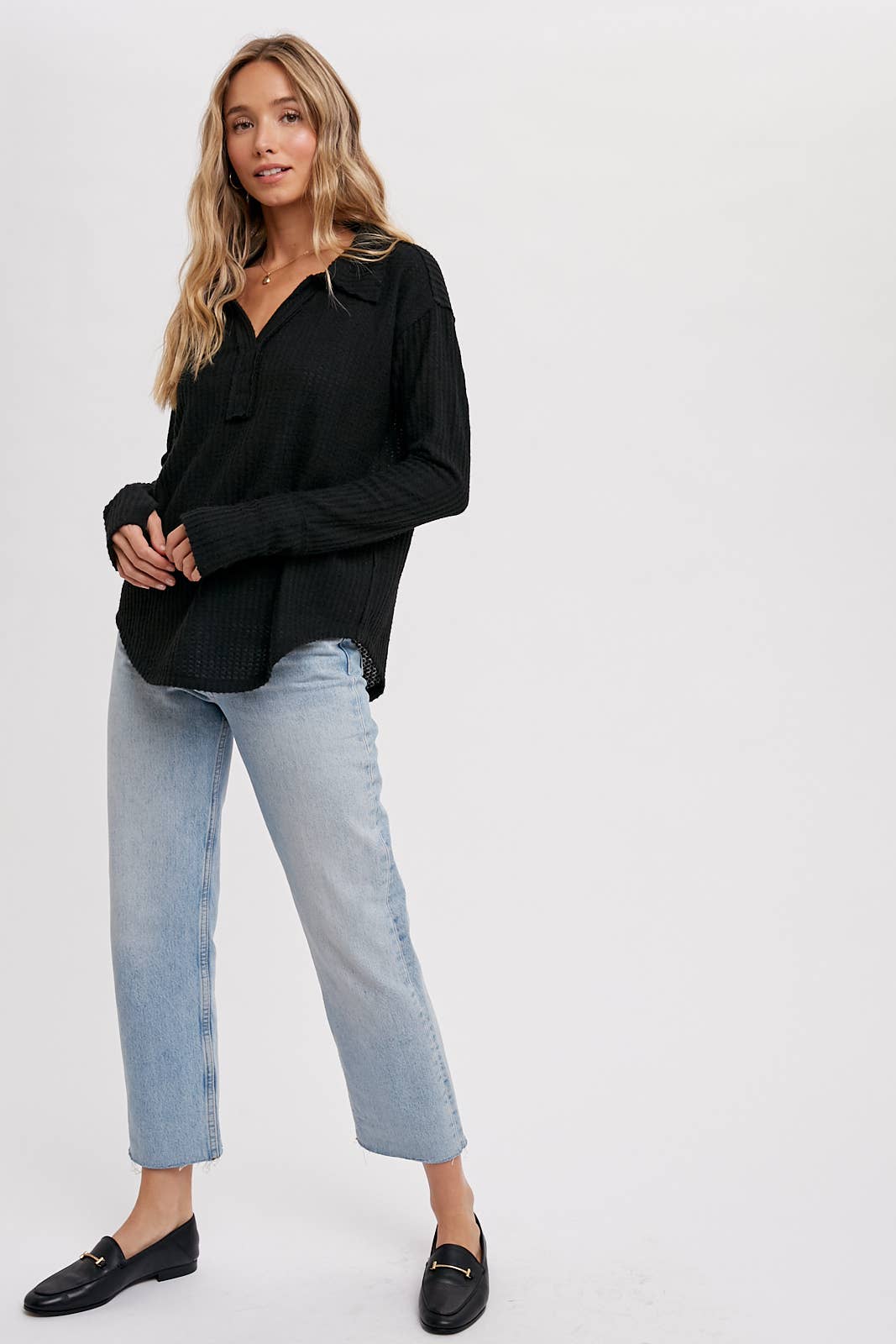 Bluivy - Wholesale Knit Top - Women's - BRUSHED WAFFLE HENLEY TOP35