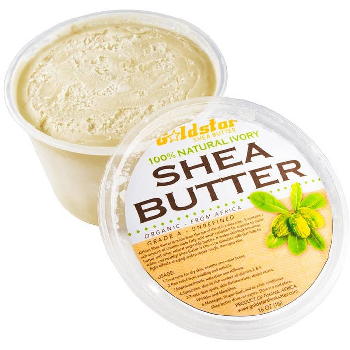 Goldstar Shea Butter - Wholesale Body Balm/Butter - Goldstar 100% Grade A Raw Unrefined Organic Shea Butter (16 oz) - Ivory or Yellow