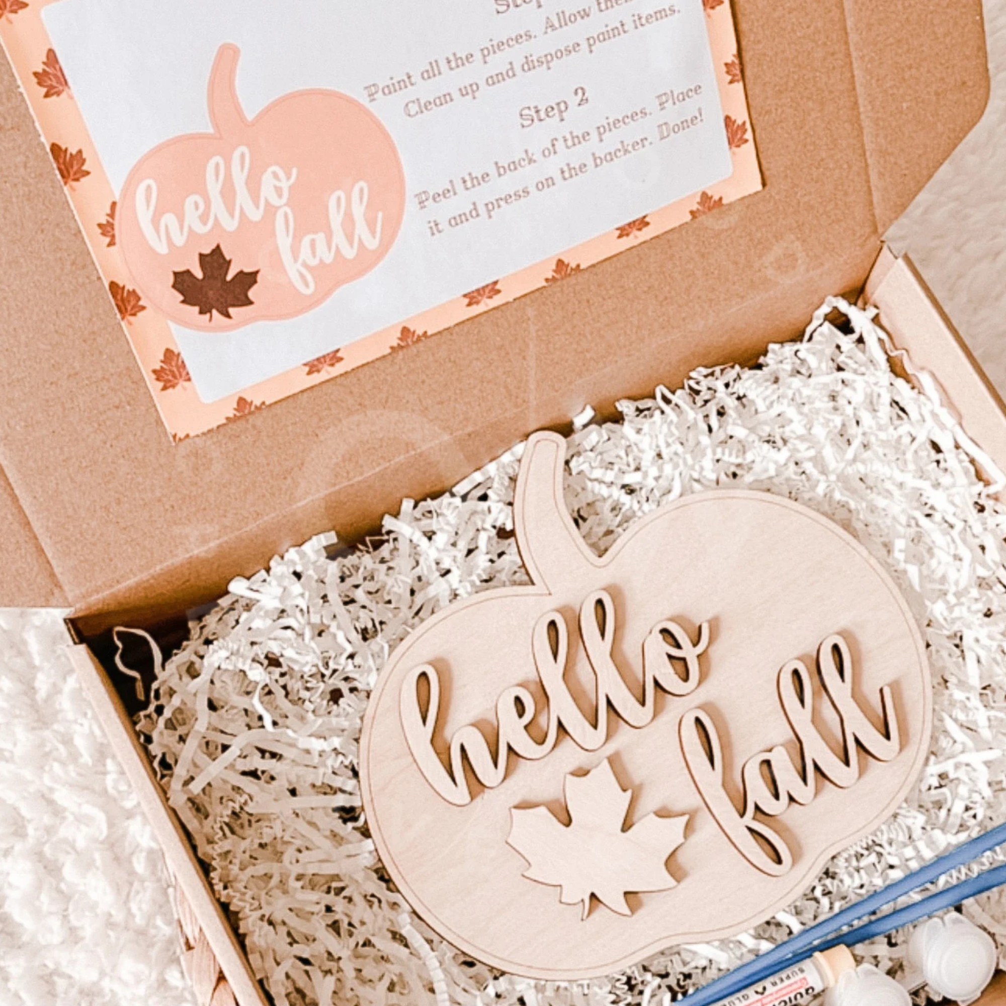 Etchedoccasions - Wholesale DIY Craft Kit - DIY “Hello Fall” Coloring Kit – Wooden Pumpkin Craft0