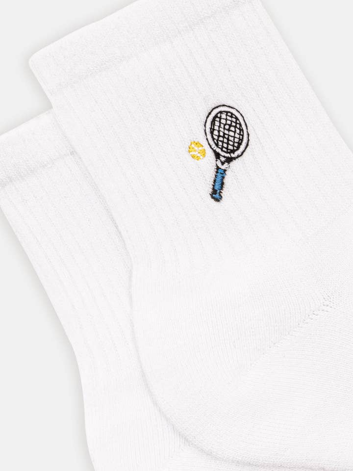 Racket & Ball Quarter Socks - Organic Socks with Embroidery for wholesale by Natural Vibes