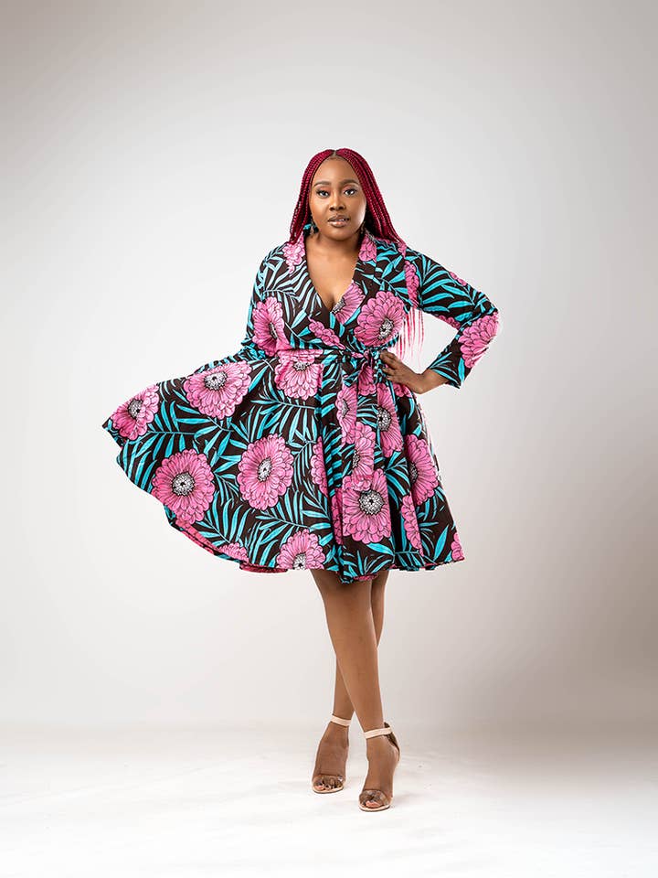 African print Motema long sleeve dress for wholesale by ETNICA