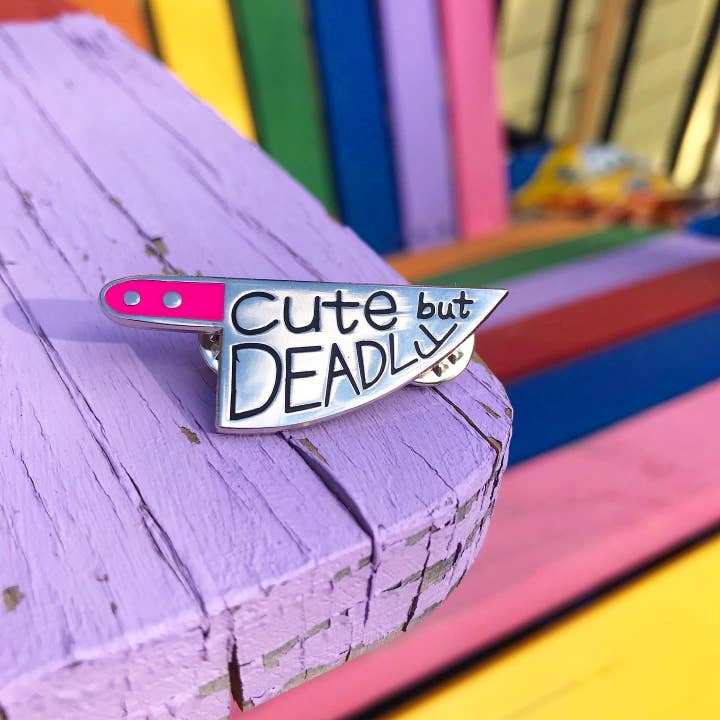 Cute but Deadly Knife Enamel Pin for wholesale by Raspberry Cloud Studio