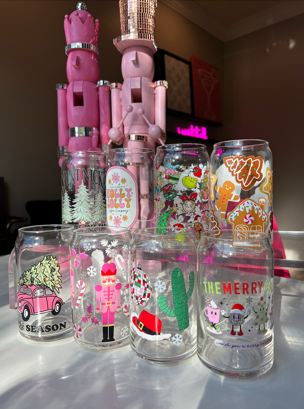 Tash Fox Designz - Wholesale Drinkglas/beker - Howdy Holidays Iced Coffee Glass - Landelijk kerstglas1