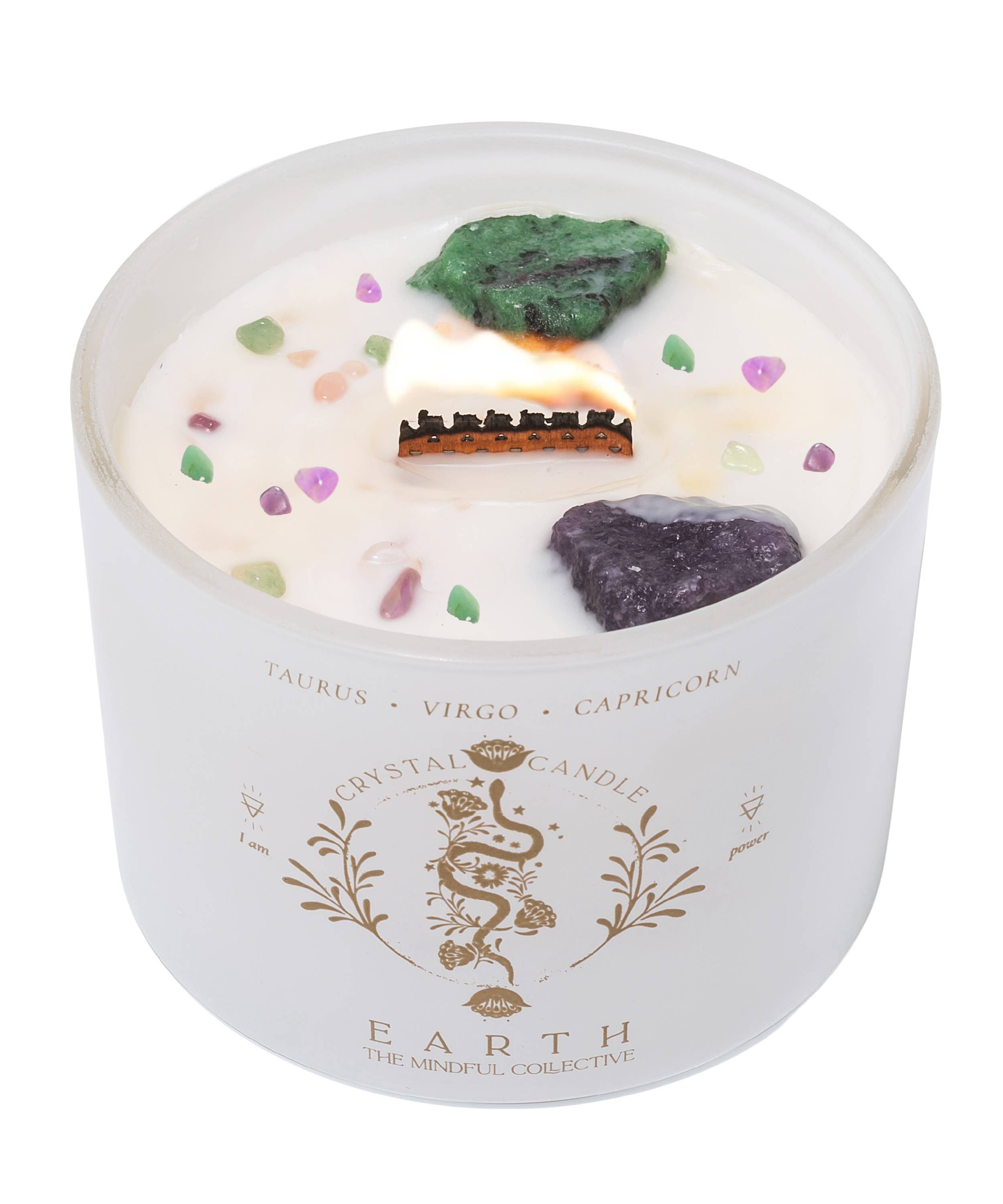 THE MINDFUL COLLECTIVE - Wholesale Jar/Filled Candle - Earth Element Crystal Candle – Taurus, Virgo & Capricorn