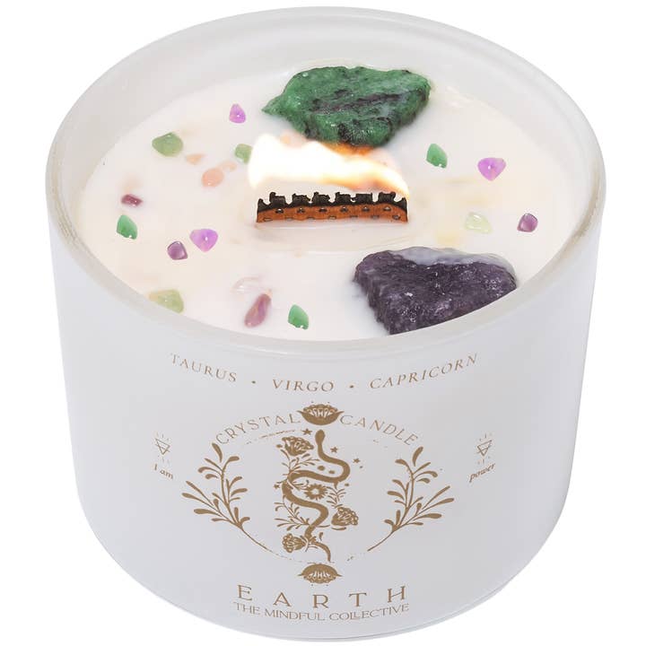 THE MINDFUL COLLECTIVE - Wholesale Jar/Filled Candle - Earth Element Crystal Candle – Taurus, Virgo & Capricorn0