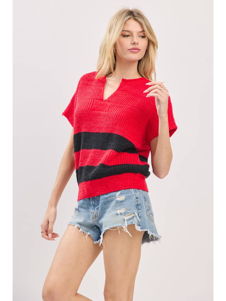 Sewn and Seen - Wholesale Knit Sweater - Women's - Stripe Knit Sleeveless Sweater3