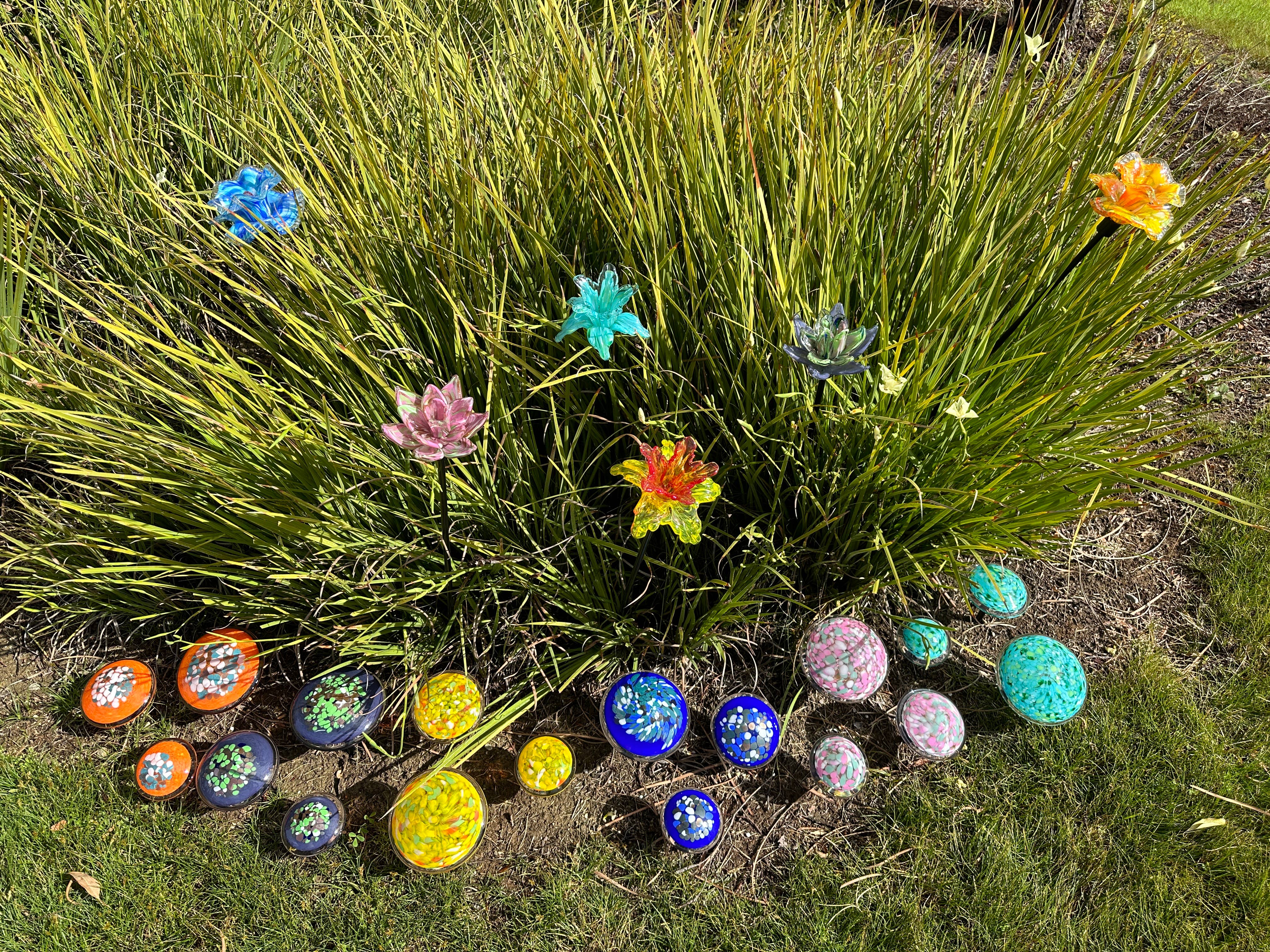 ApricotMint - Vente Piquets de jardin/pelouse - Piquet à fleurs en verre d'art, assorti, 6 couleurs, lot de 23