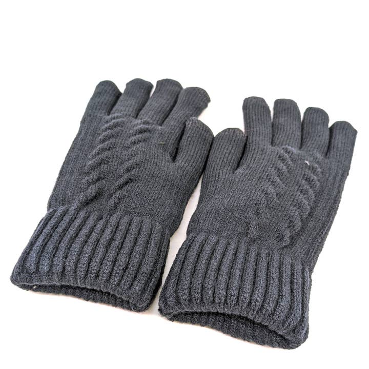 Mens Knitted Gloves - Navy for wholesale by Black Ginger