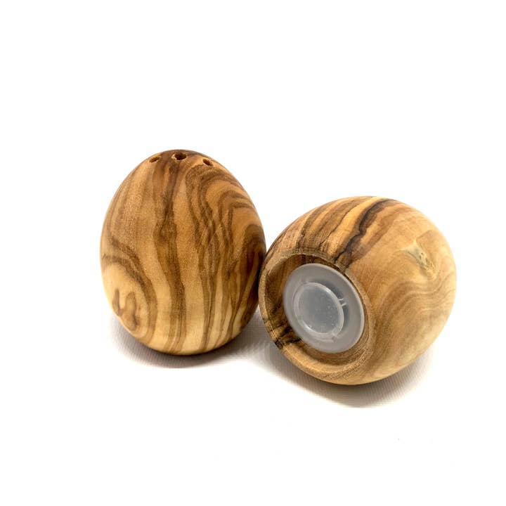 olivenholz-erleben - Wholesale Salt & Pepper Shaker Set - Set of 2 olive wood salt and pepper shakers egg shape2