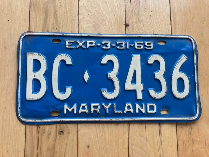 Targa del Maryland del 1969 per la vendita all'ingrosso da parte di RusticPlates
