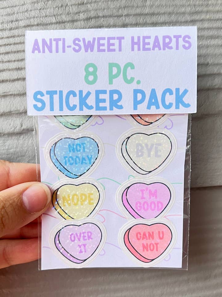 Paquete de minipegatinas con forma de corazón para conversaciones de San Valentín para venta al por mayor de Crafted by Taryn, LLC