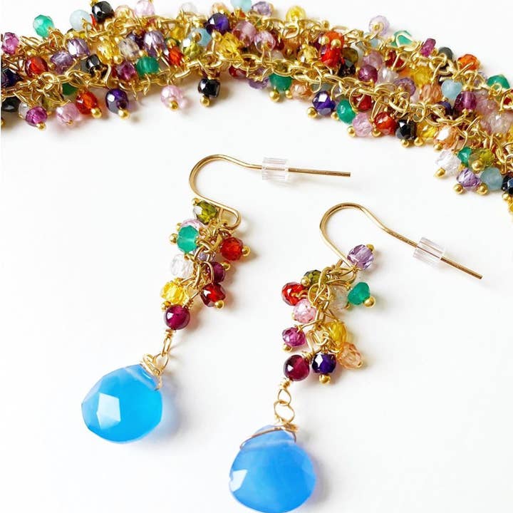 Pendientes de cristal, gemas, arcoíris, joyas para el día para venta al por mayor de Etymology Jewelry