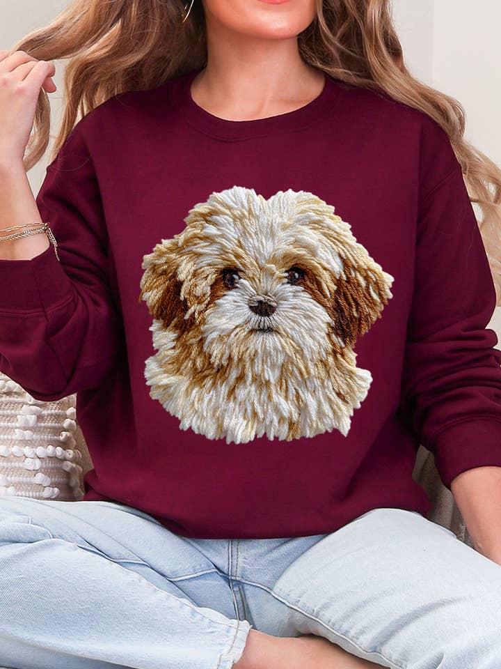 Faux Yarn Shih Tzu Ecosmart Crewneck Sweatshirt for wholesale by Wholesale Accessory Market